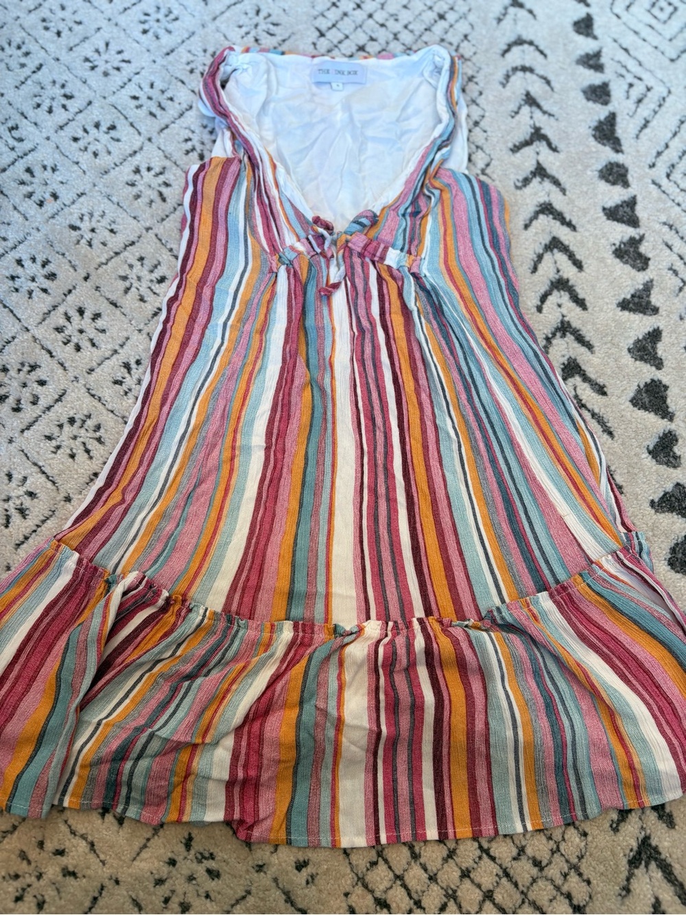 Striped Tie-Front Mini Dress in Multicolor by The Pink Box